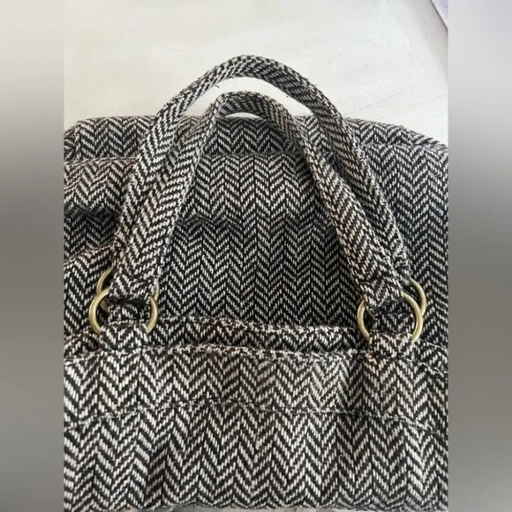 Sisley Purse Wool Blend Handbag Herringbone Chevron Blend fabric Shoulder strap